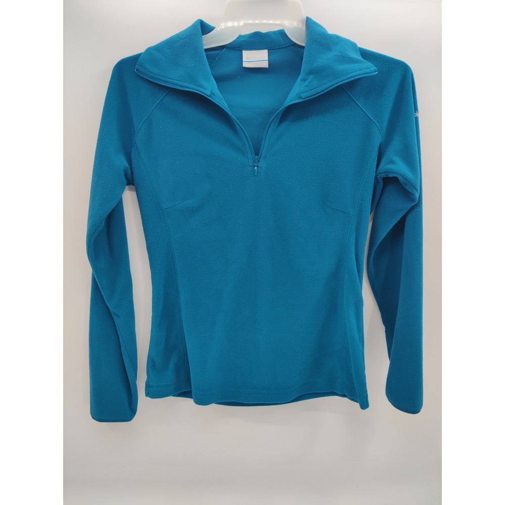 Columbia Womens Teal Blue Fleece Quarter Zip Pullover Sweater Small Activewear